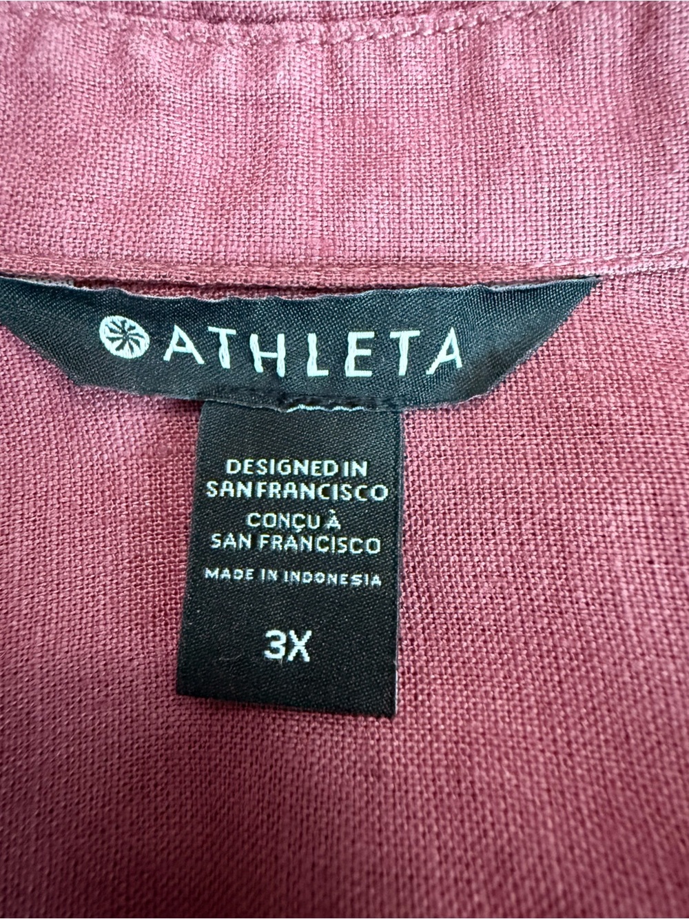 Athleta Dusty Rose Linen Long Sleeve Casual Neutral Button-Up Shirt Size 3X - Picture 5 of 8